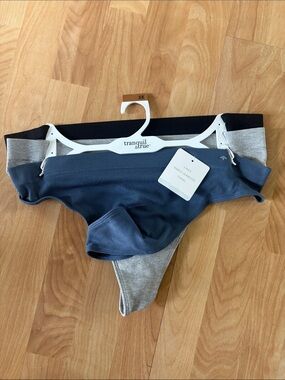 Tranquil & True 3-Pack Seamless Thongs - Navy, Gray, Black nwt